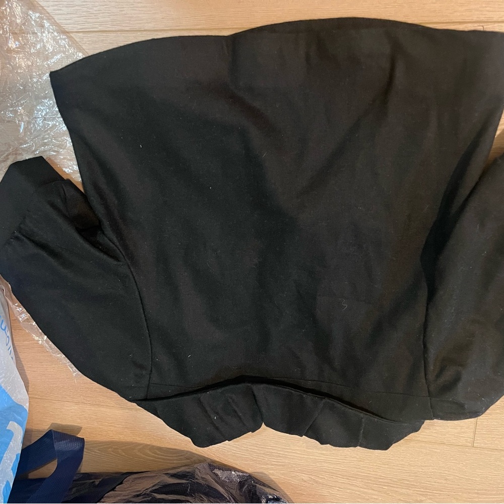 Black Cropped Jacket with Ruffled Collar - Picture 6 of 6